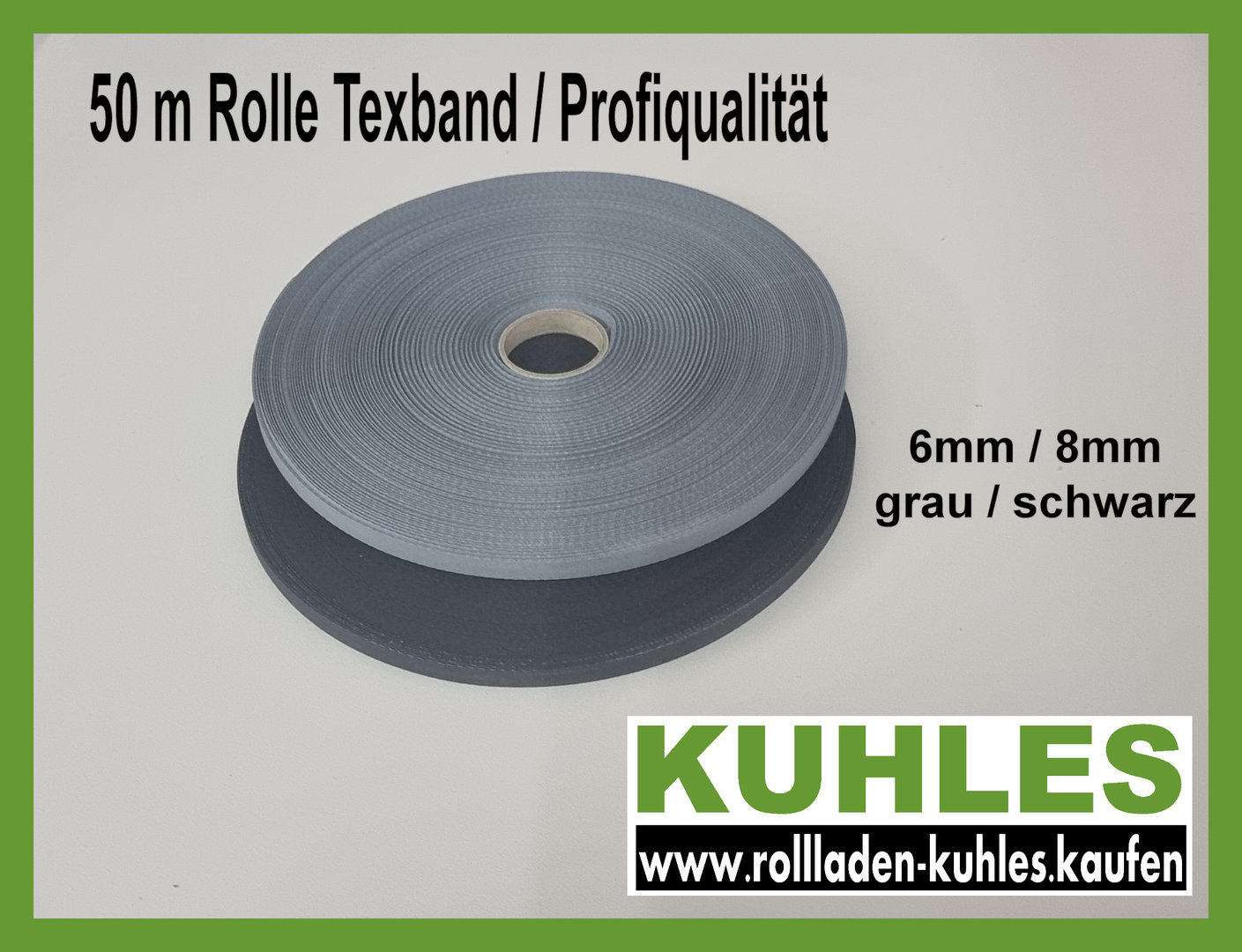 Aufzugsband Texband grau, 6mm x 0,3 mm 50 Meter Rolle