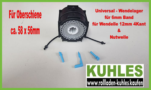 Universal Wendelager für 6mm Band Nutwelle & 12mm4Kant-Welle